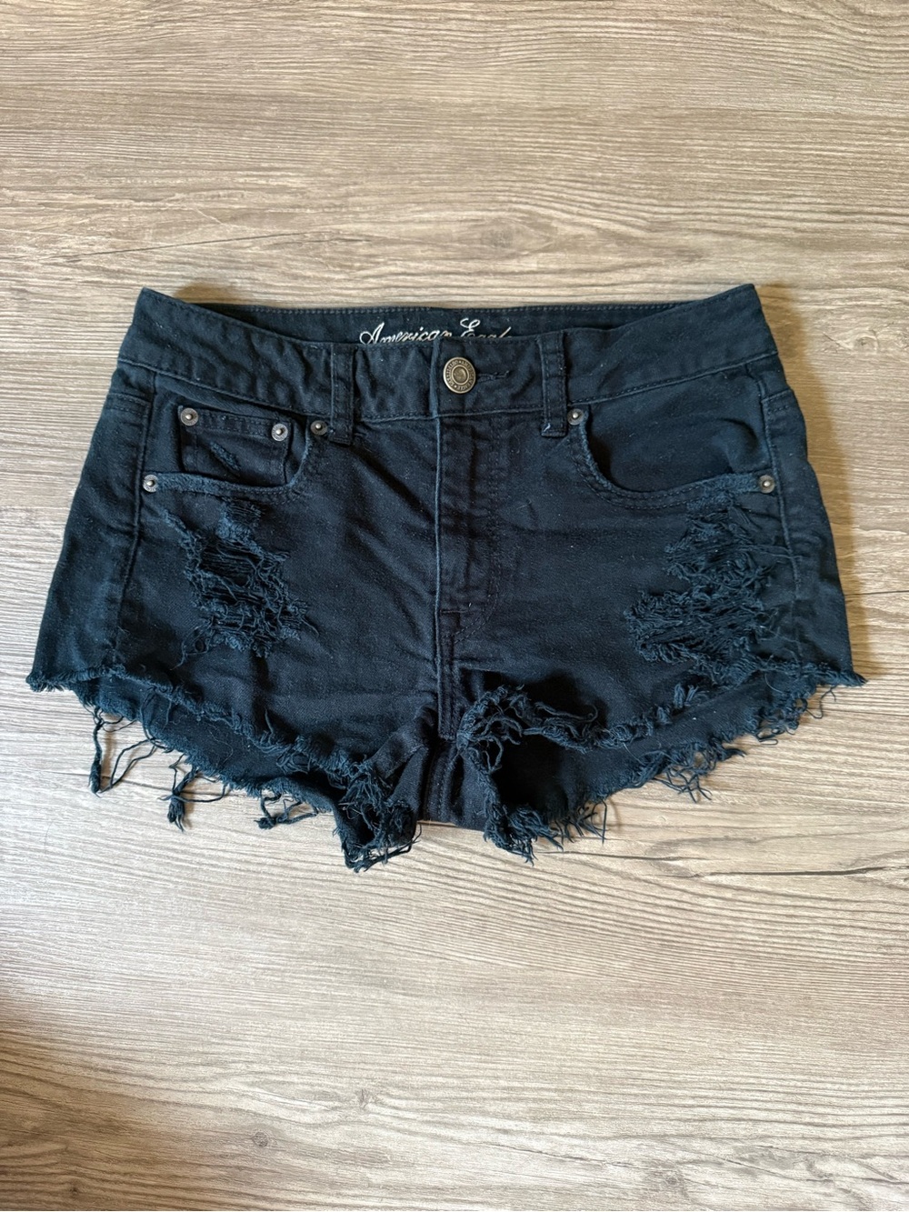 American Eagle Outfitters Black Distressed Denim Cutoff Shorts